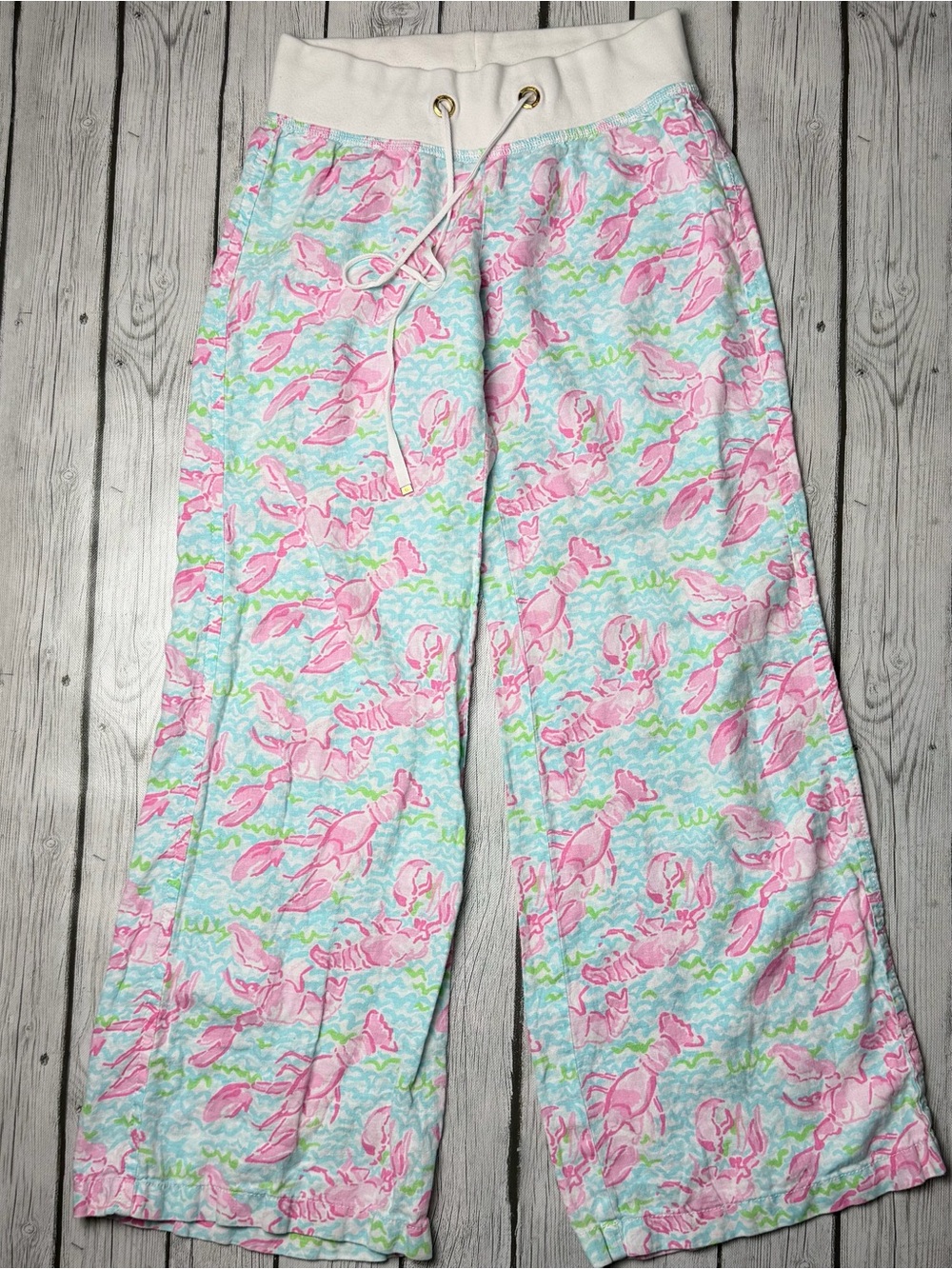 Lilly Pulitzer Women's XS The Beach Pant Lobstah Roll Linen